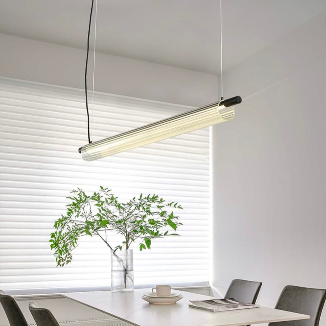 STODE® 36W Sleek Acrylic Tube LED Pendant Light | 1350mm Linear Hanging Lamp with 3-in-1 Color Modes (Warm, Cool & Natural White)