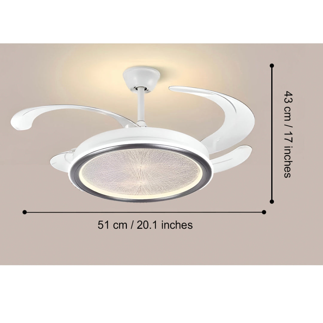 STODE® Leisure Aqua Ceiling Fan Chandelier – Decorative Fan with 3-Color Changing LED Light for Living Room & Home Décor