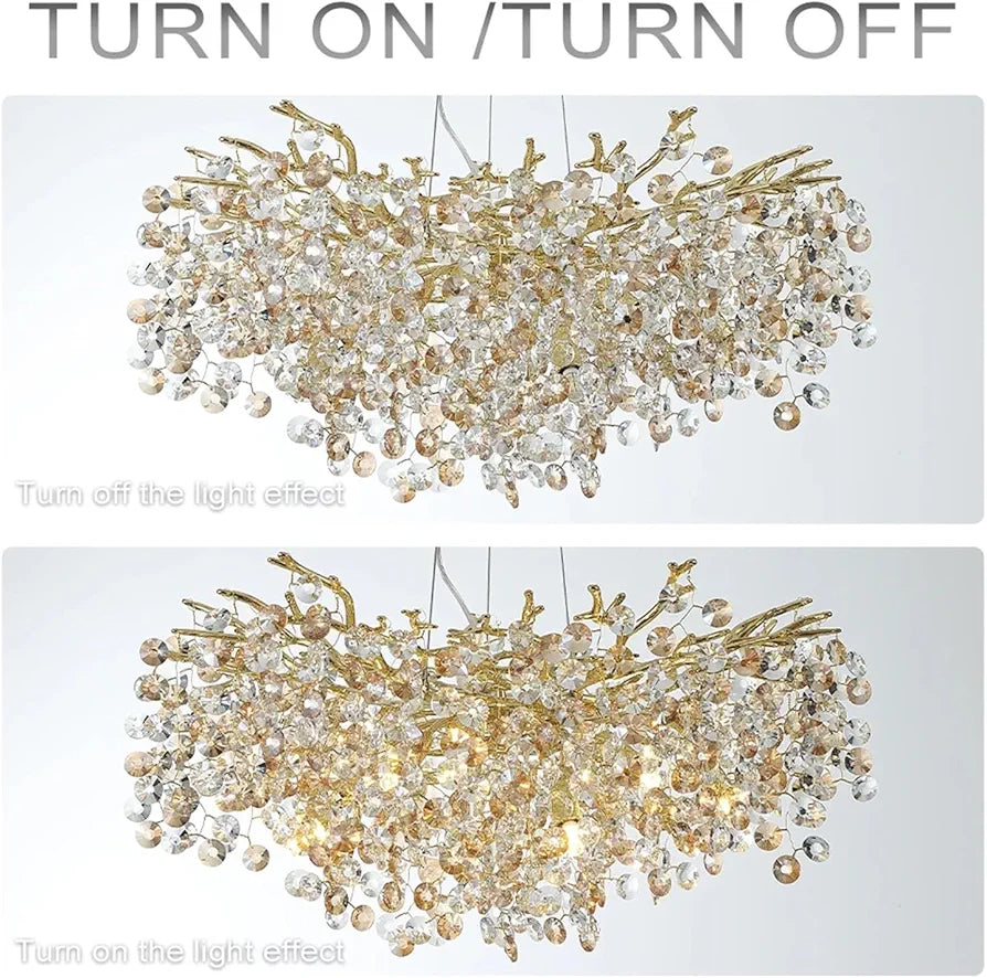 STODE® 1800mm Gold Crystal Ceiling Chandelier - Luxury LED Villa Lighting