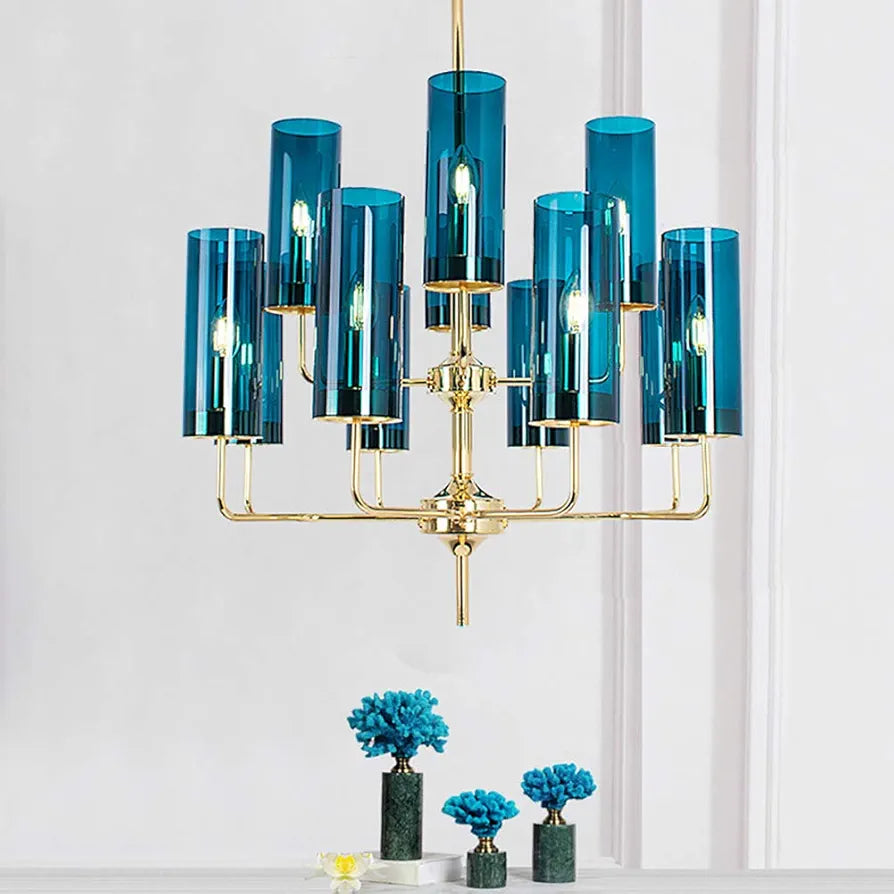 STODE® Contemporary 12-Light Chandelier - Modern Glass Pendant & Ceiling Lamp