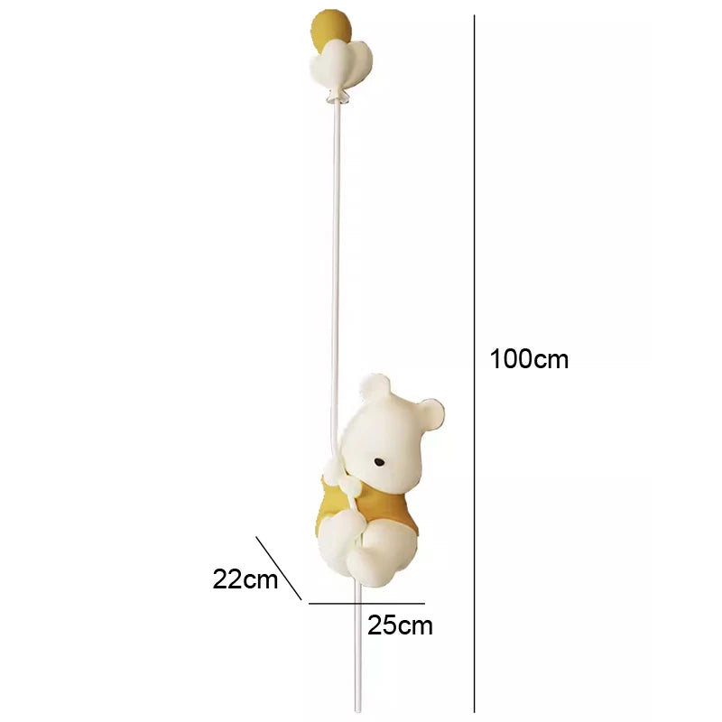 STODE® Balloon Wall Light with Hanging Teddy Bear - Yellow & Blue | Cute Night Lamp for Kids Room & Nursery Décor