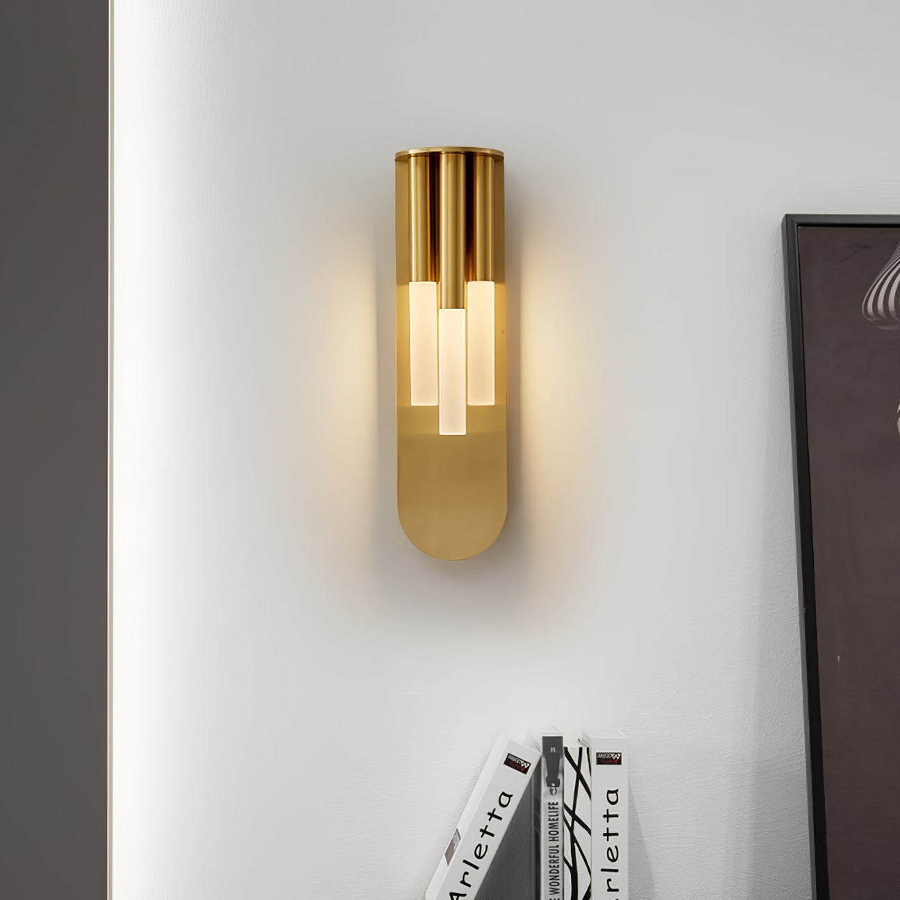 STODE® 3-Light Gold Metal Frost Wall Lamp - Warm White Sconce for Living Room, Drawing Room & Bedroom Décor (Pack of 1)