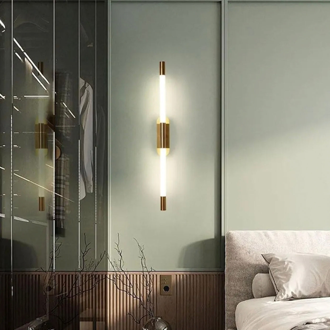 STODE® 600MM Modern Gold LED Wall Light – Rotatable Linear Strip Wall Lamp for Bathroom, Bedroom, Hallway & Vanity (Pack of 1)