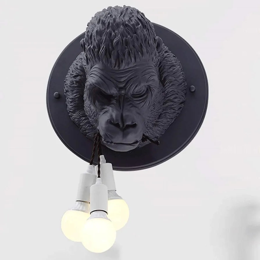 STODE® Nordic Orangutan Head Wall Sconce - Black LED Wall Lamp for Living Room, Bedroom & Home Décor