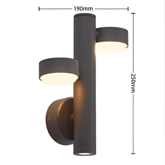 STODE® 18W LED Modern Black Outdoor Wall Light | Waterproof 3-Light Source Fixture - Warm White (Pack of 1)