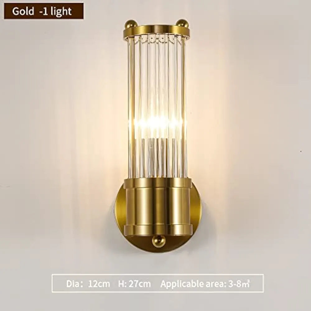 STODE® Modern Luxury Crystal Skull Wall Lamp - Gold LED Light for Bedroom, Stairs & Background Décor