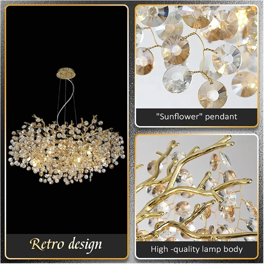 STODE® 1800mm Gold Crystal Ceiling Chandelier - Luxury LED Villa Lighting
