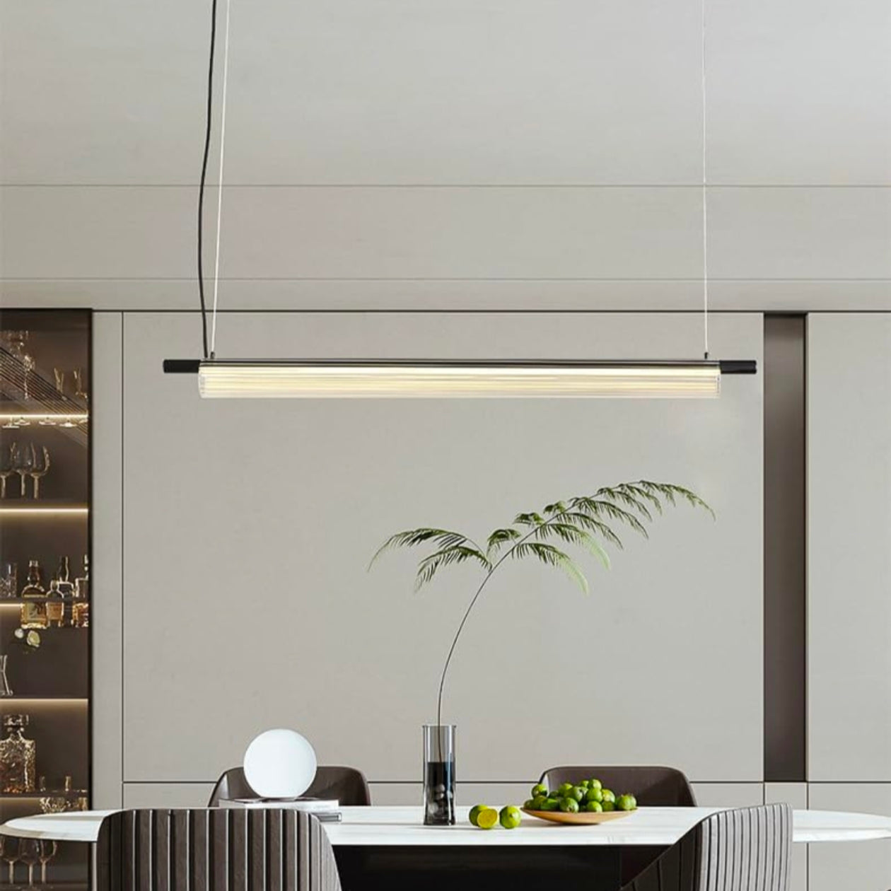 STODE® 36W Sleek Acrylic Tube LED Pendant Light | 1350mm Linear Hanging Lamp with 3-in-1 Color Modes (Warm, Cool & Natural White)