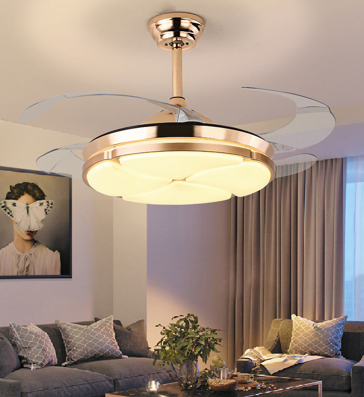 STODE® Gold Ceiling Fan Chandelier with Remote | 4 Retractable ABS Blades & LED Light - Warm White