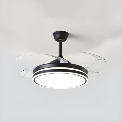 STODE® 1350MM Black Retractable Ceiling Fan Chandelier | Quiet DC Motor, LED Light & Remote Control for Home & Living Spaces