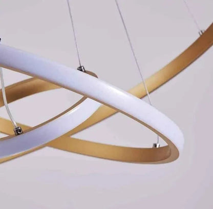 STODE® 3 Ring Chandelier: Modern Light for Living Room & Hall - Adjustable Pendant Light for Home Décor - Gold & Black