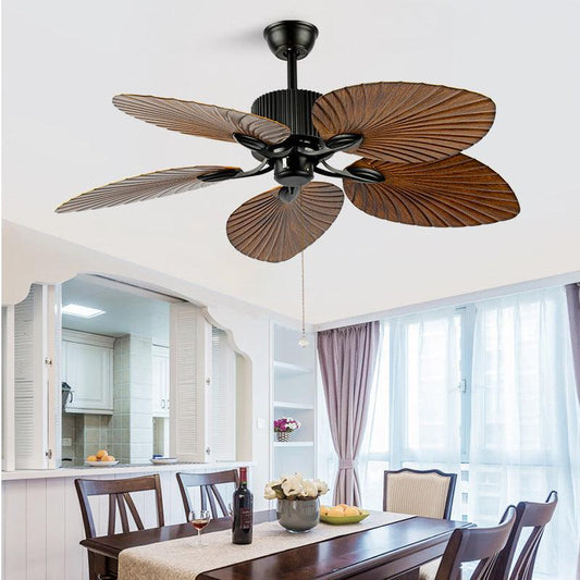 STODE® 52" Wind Wooden Palm Leaf Ceiling Fan | Remote Controlled, Dark Wood Finish for Elegant Home Décor