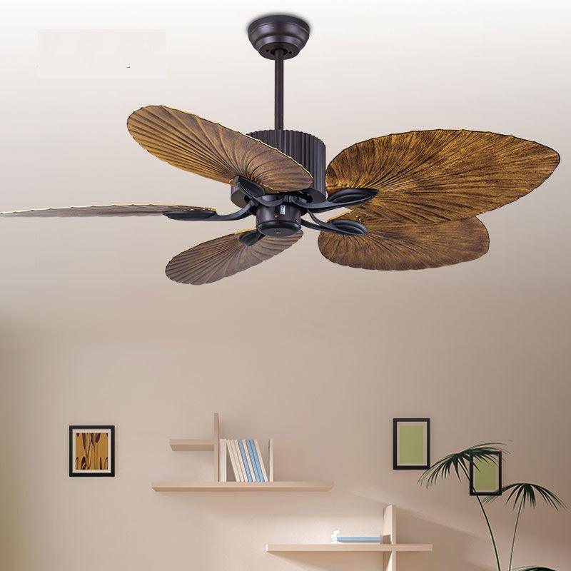 STODE® 52" Wind Wooden Palm Leaf Ceiling Fan | Remote Controlled, Dark Wood Finish for Elegant Home Décor