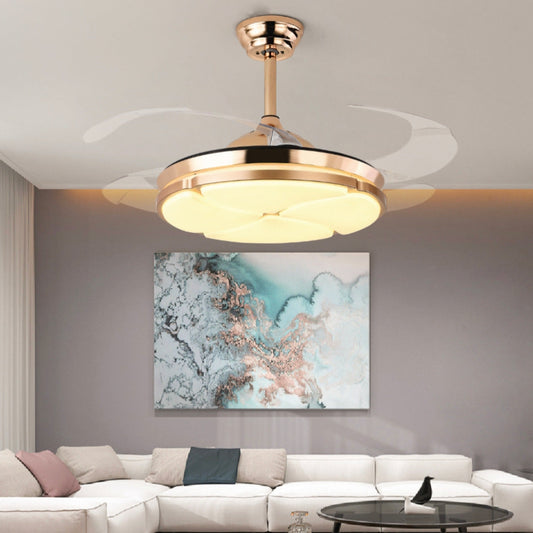 STODE® Gold Ceiling Fan Chandelier with Remote | 4 Retractable ABS Blades & LED Light - Warm White