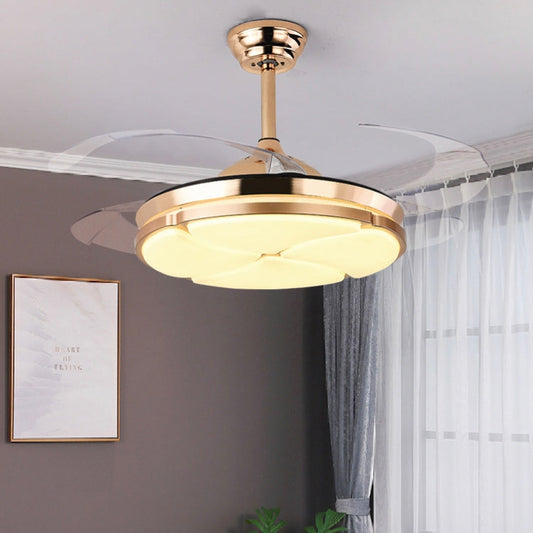 STODE® Gold Ceiling Fan Chandelier with Remote | 4 Retractable ABS Blades & LED Light - Warm White