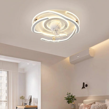 STODE® White Gold LED Ceiling Fan Chandelier | 1350mm Low Ceiling Light with Fan - Warm White