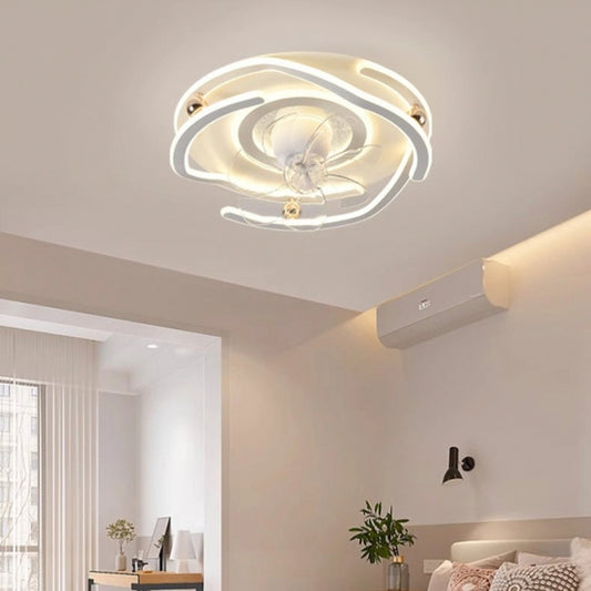 STODE® White Gold LED Ceiling Fan Chandelier | 1350mm Low Ceiling Light with Fan - Warm White