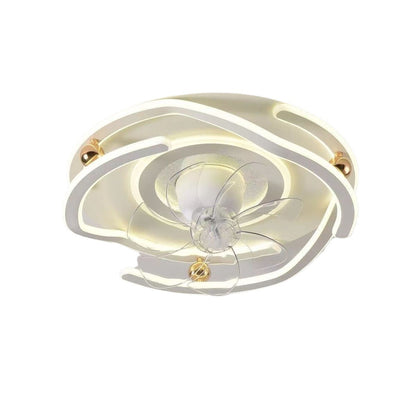 STODE® White Gold LED Ceiling Fan Chandelier | 1350mm Low Ceiling Light with Fan - Warm White