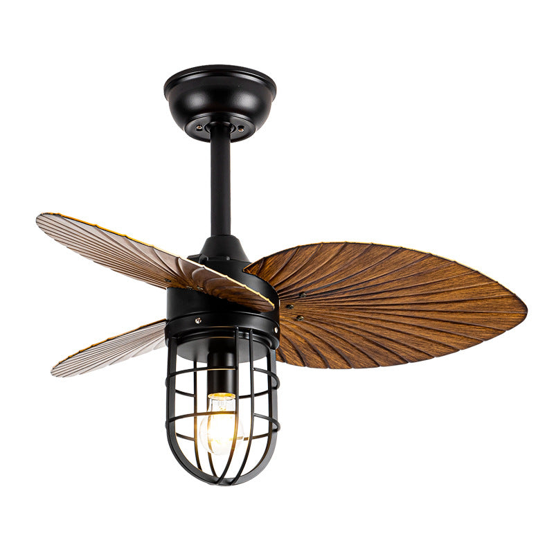 STODE® 1350mm 6-Blade Industrial Wind Ceiling Fan | Remote Controlled Lamp with Light - Dark Wood Finish