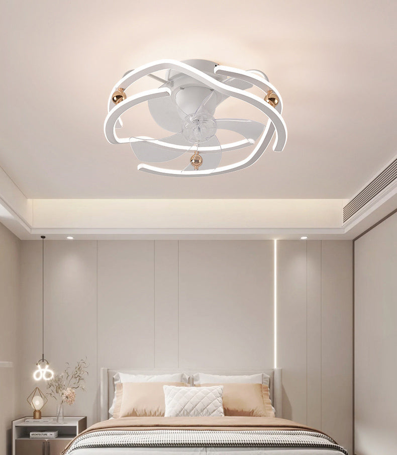 STODE® White Gold LED Ceiling Fan Chandelier | 1350mm Low Ceiling Light with Fan - Warm White