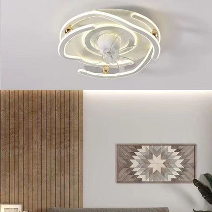 STODE® White Gold LED Ceiling Fan Chandelier | 1350mm Low Ceiling Light with Fan - Warm White