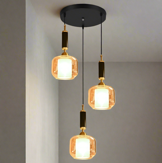 STODE® 3-Light Round Pendant Chandelier - Modern Ceiling Light for Home Décor & Living Spaces