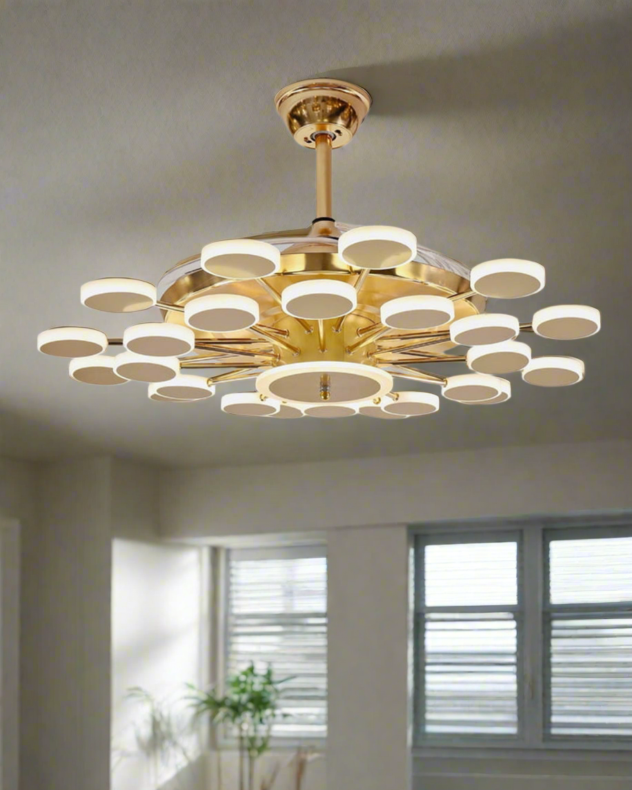 STODE® Orbit Glow Retractable Ceiling Fan Chandelier with Remote | Modern LED Light for Home & Office