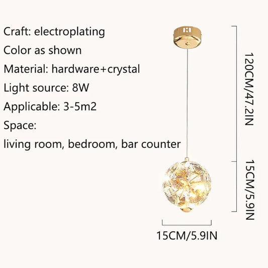 STODE® LED Clear Crystal Flower Pendant Ceiling Lamp – 3 Color Changing - Elegant Hanging Light