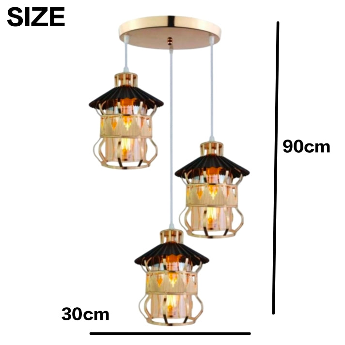 STODE® 3-Light Hut-Shaped Pendant Cluster - Modern Hanging Light for Home Decoration & Décor