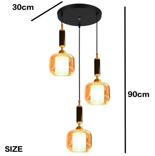 STODE® 3-Light Round Pendant Chandelier - Modern Ceiling Light for Home Décor & Living Spaces