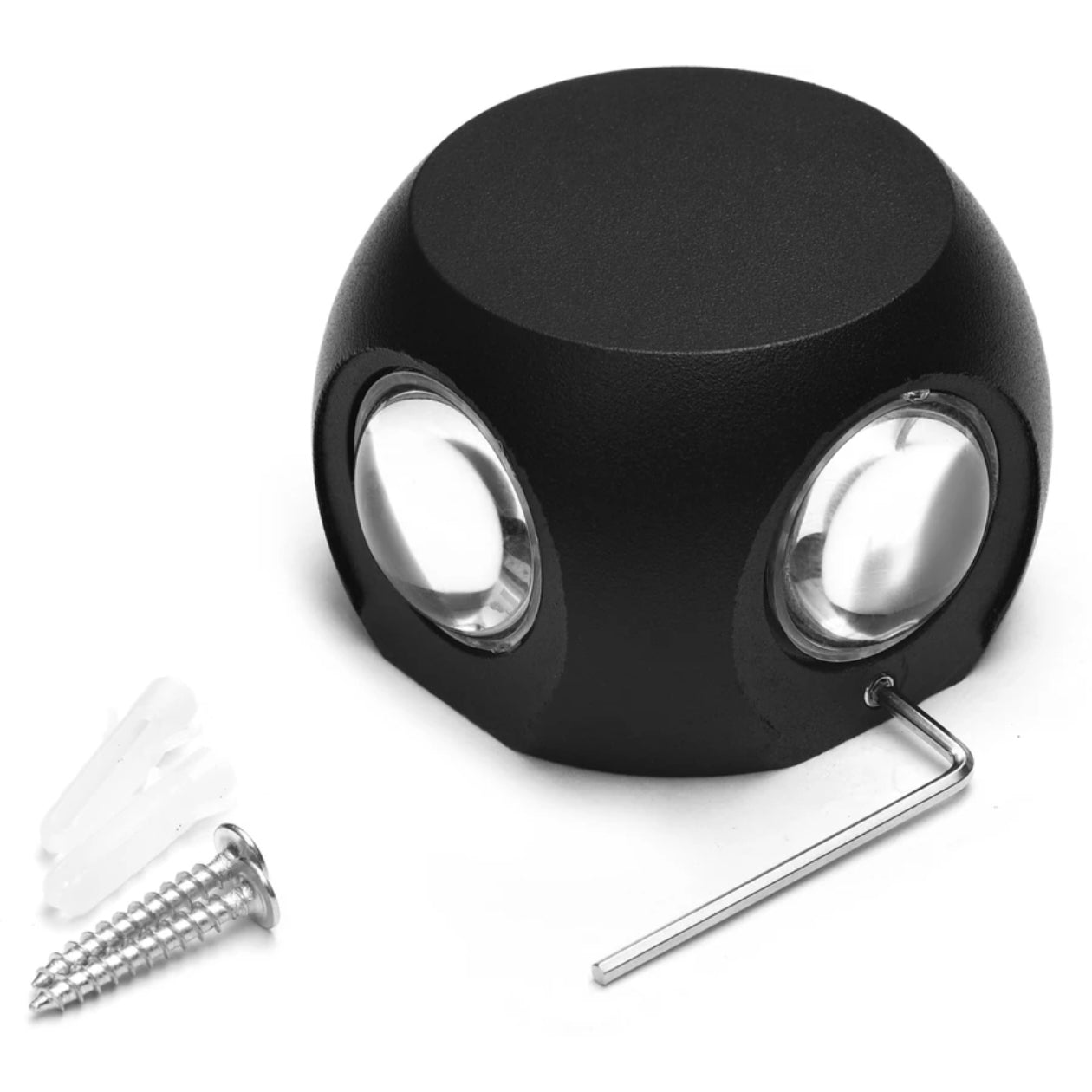 STODE® IP65 Waterproof 4-Way Round LED Wall Light – Warm White Black Body Decorative Indoor & Outdoor Exterior Wall Step Lamp for Home, Balcony & Garden (Pack of 1)