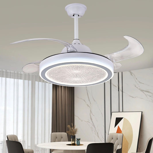 STODE® Leisure Aqua Ceiling Fan Chandelier – Decorative Fan with 3-Color Changing LED Light for Living Room & Home Décor