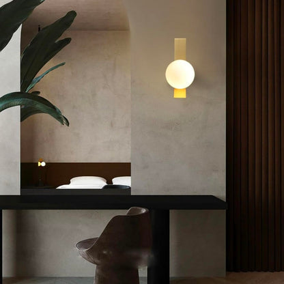 STODE® Modern Gold Wall Sconce - White Globe Glass Lamp for Bedroom, Living Room, Corridor & Dining Room Décor