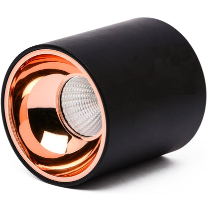 STODE® Black Antiglare LED Round Cylindrical COB Spotlight – Rose Gold Reflector | Versatile Ceiling Downlight for Home, Office & Outdoor (Warm White) – Pack of 1