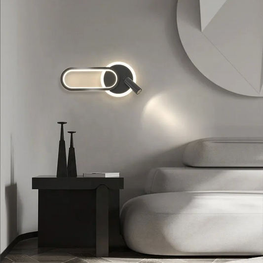 STODE® 16W LED Black Oval Bedside Wall & Ceiling Light | Round Spot Lamp with 3-Color Changing Mode (Pack of 1)