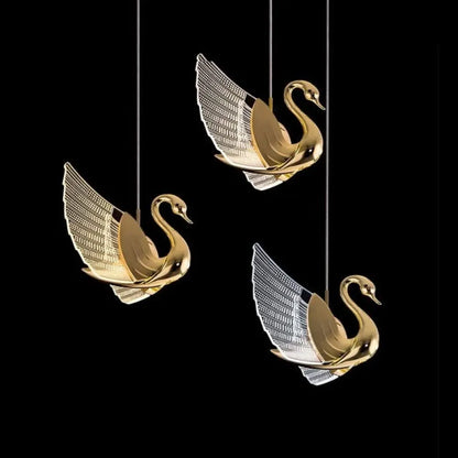 STODE® Modern Swan Design Three-Light Pendant Chandelier – 3 Color Changing - Elegant Ceiling Light (Pack of 1)