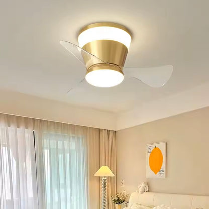 STODE® Modern 22 Inch Gold Low Profile LED Ceiling Fan Light with Remote | Modern 3 Color Changing Chandelier Flush Mount for Bedroom & Living Room