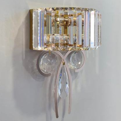 STODE® Antique Brass Bow-Shaped Crystal Wall Lamp – Vintage Sconce Fixture | Warm White Lighting for Living Room & Bedroom