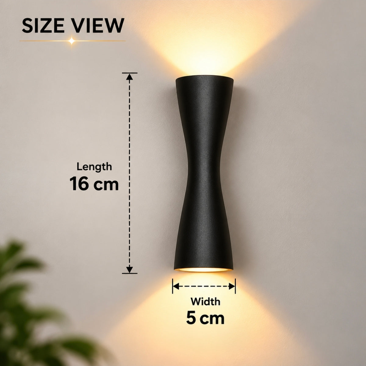 STODE® Modern 6W Slim Up & Down LED Wall Light – Aluminum Body IP65 Waterproof Outdoor & Indoor Wall Lamp for Hotel, Corridor, Door, Courtyard, Bedside & Staircase Décor - Black - Warm White (Pack of 1)