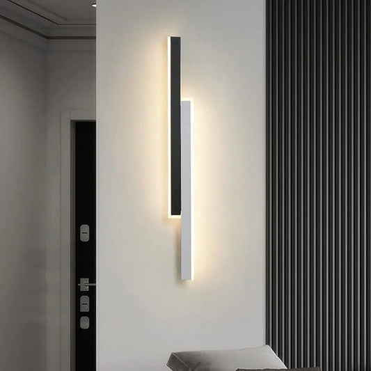 STODE® Modern Black & White LED Wall Sconce – Up & Down Long Strip Wall Lamp with 3 Color Modes for Indoor Living Room, Kitchen, Loft & Bar (Pack of 1)