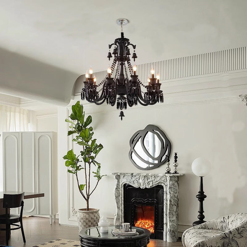 STODE® Black Glass Italian Chandelier – Elegant Warm White Lighting for Dining Hall