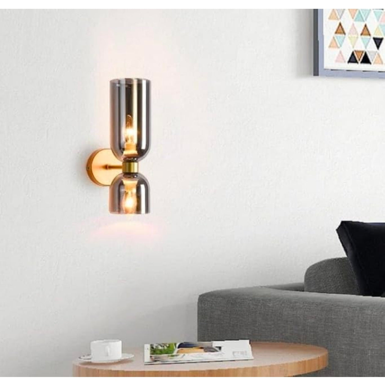 STODE® Double Glass Up-Down LED Wall Lamp – Gold Finish Lighting Fixture | Warm White for Living Room, Bedroom & Home Décor