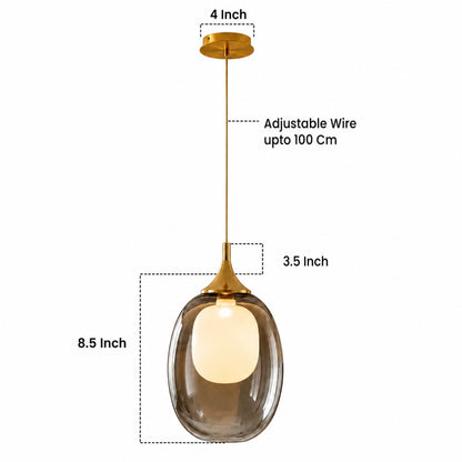 STODE® Modern Gold Finish Smoke Glass Bedside Pendant Light – Tricolor Hanging Ceiling Lamp with White, Warm White & Natural White Light, G9 Bulb Included (Pack of 1)