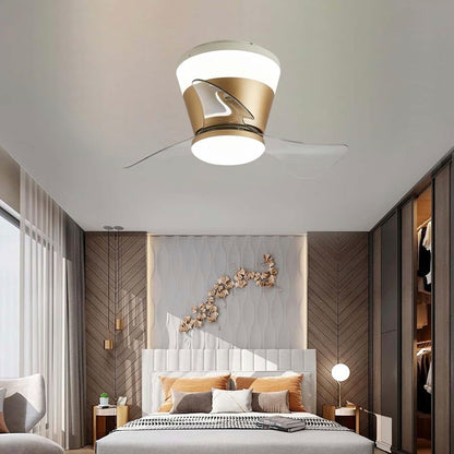 STODE® Modern 22 Inch Gold Low Profile LED Ceiling Fan Light with Remote | Modern 3 Color Changing Chandelier Flush Mount for Bedroom & Living Room