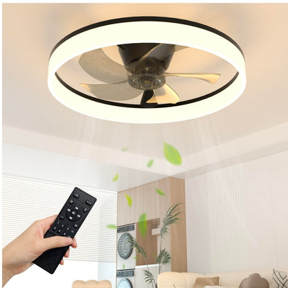 STODE® 20-Inch Black Ceiling Light with Fan – LED Profile Chandelier for Modern Living Room, Bedroom & Home Décor