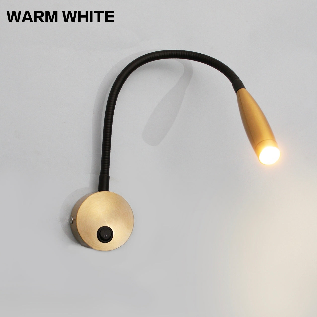 STODE® 5W Aluminum Flexible Wall Reading Lights with On Off Switch - Warm White - Black & Gold (Pack of 1)