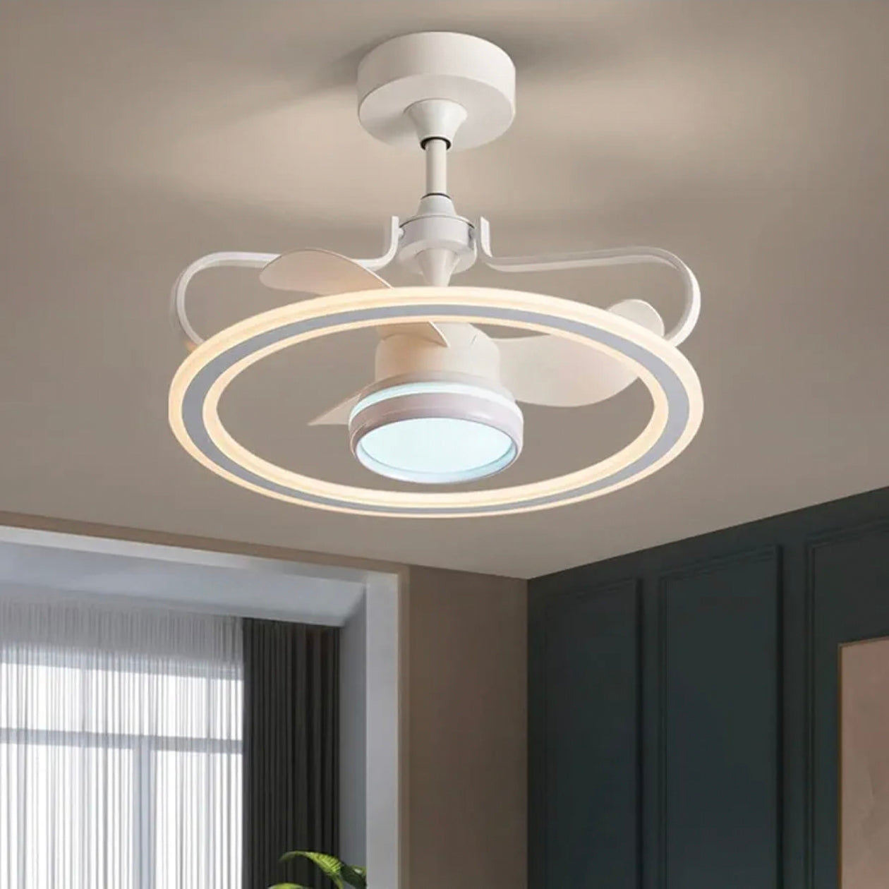 STODE® Modern Indoor 52inch Ceiling Fan with LED Light & Remote | Acrylic Lampshade Chandelier Fan for Bedroom & Living Room Décor