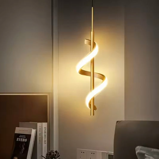 STODE® Modern LED Pendant Light - Three Color Changing - Minimalist Gold & White Hanging Lamp for Bedroom, Bedside, Living Room & Study Décor (Pack Of 1)