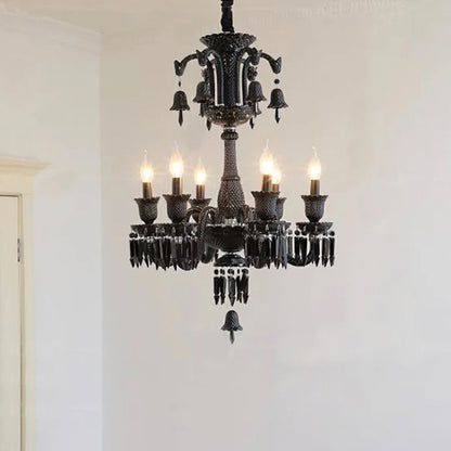 STODE® Black Glass Italian Chandelier – Elegant Warm White Lighting for Dining Hall