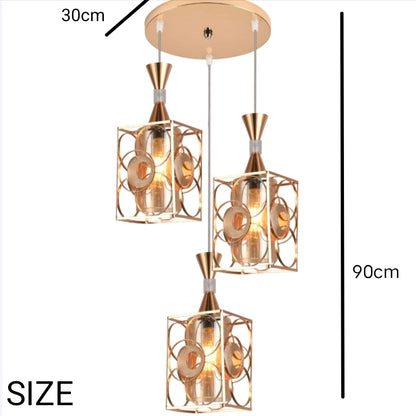 STODE® 3-Light Cube Minimalist Pendant Chandelier - Modern Ceiling Light for Home & Living Room Décor